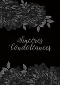 Sincères condoléances sur fond floral noir